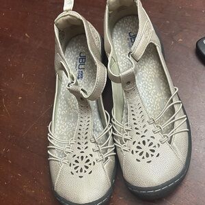 Jambu memory foam leather strap metallic gold jbu walking shoe size 10 Maryjane
